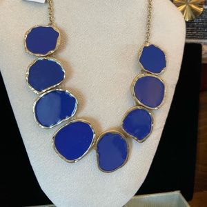 Cookie Lee Blue and Gold Geometric Necklace